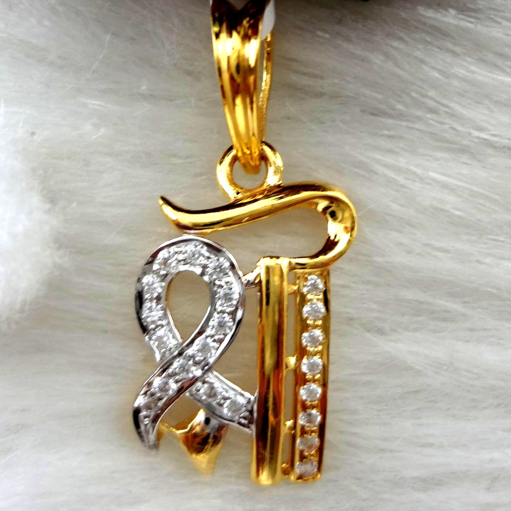 916 gold shree letter cz diamond pendant