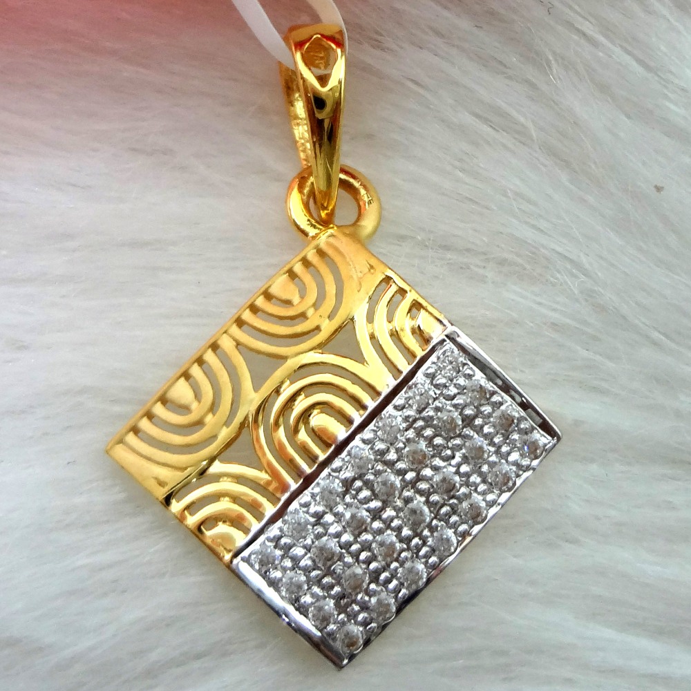 916 gold cz diamond square shape gents pendant