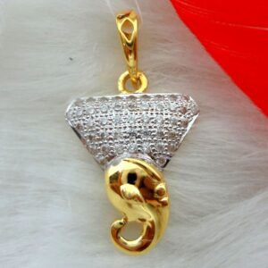 916 gold cz daimond ganapati idol gents pendant