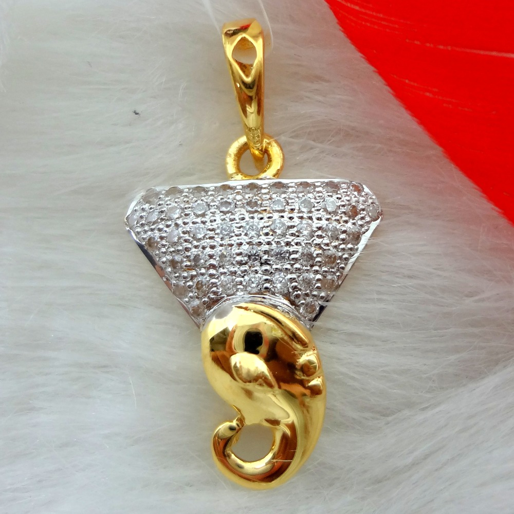 916 gold cz daimond ganapati idol gents pendant