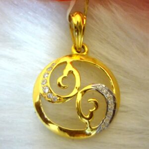 916 gold cz diamond round shape gents pendent