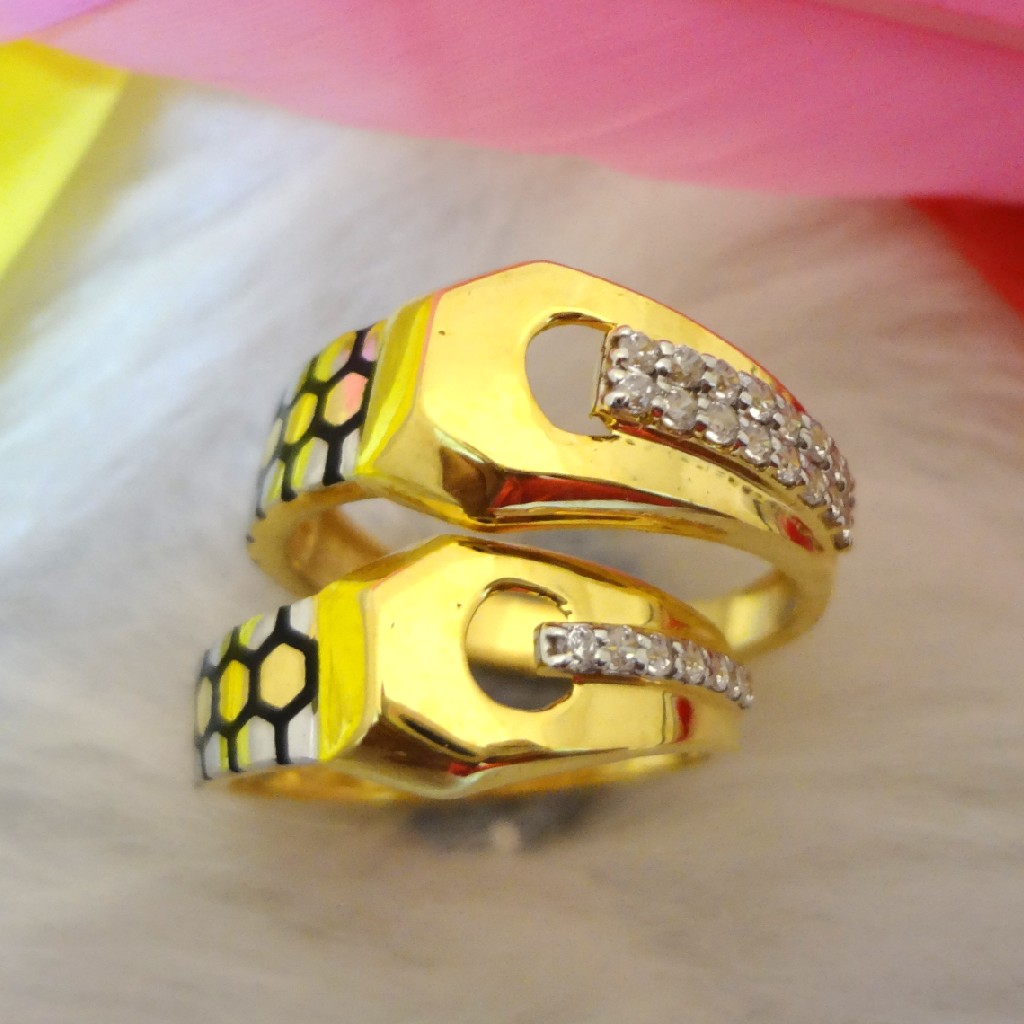 916 gold cz diamond couple rings