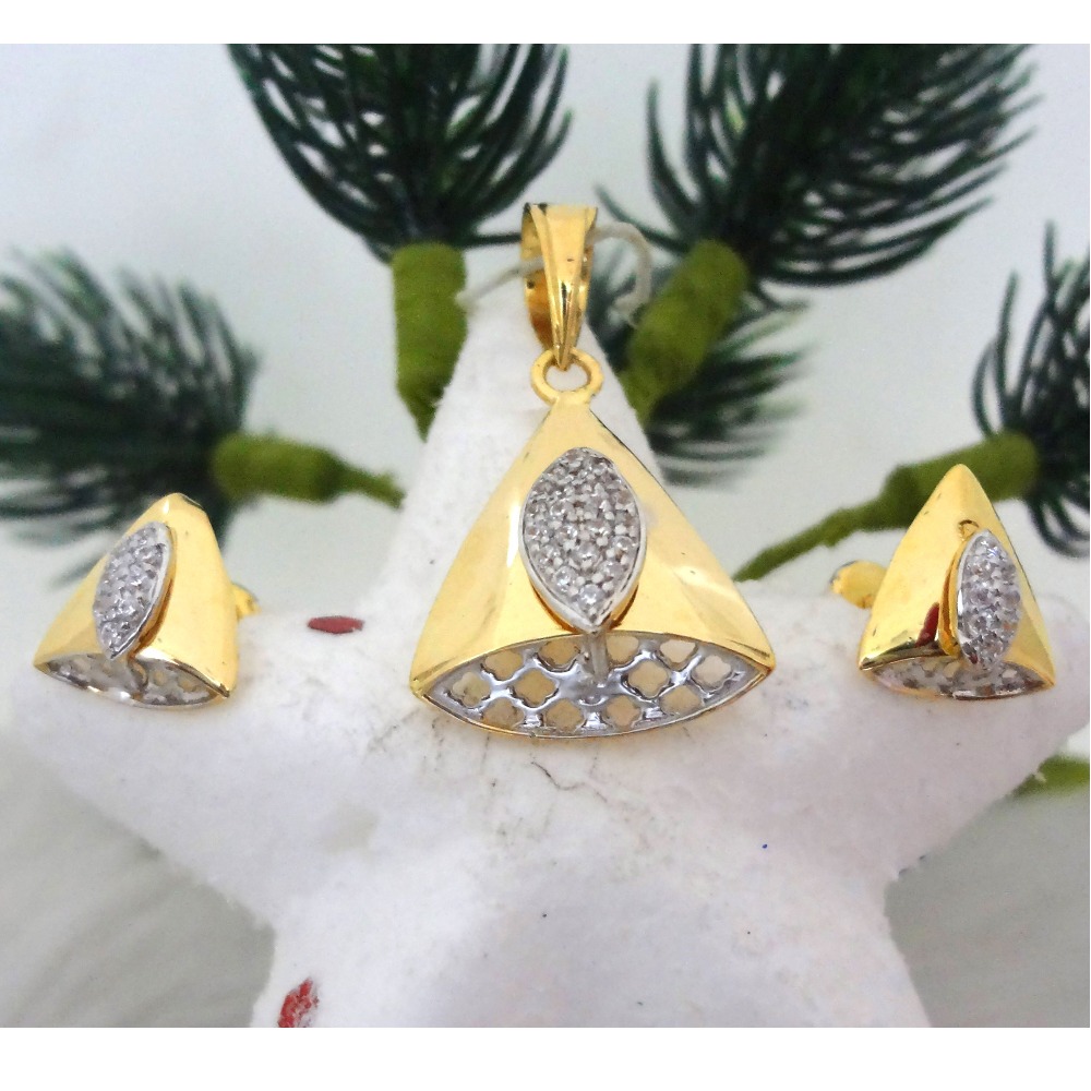 916 GOLD CZ DAIMOND PENDANT SET