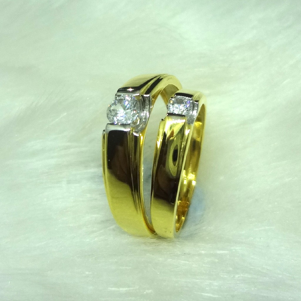 916 Gold Cz Diamond Couple Rings