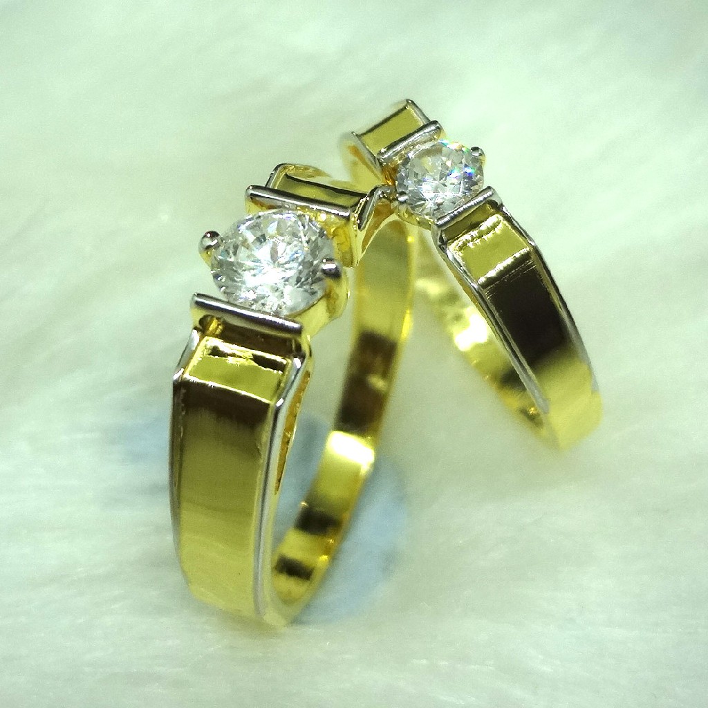 916 Gold Cz Diamond Couple Rings