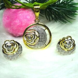 916 GOLD CZ DAIMOND PENDANT SET