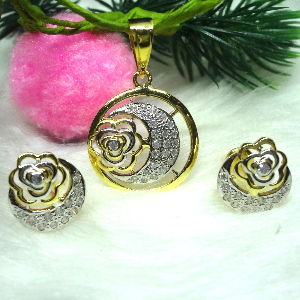 916 GOLD CZ DAIMOND PENDANT SET