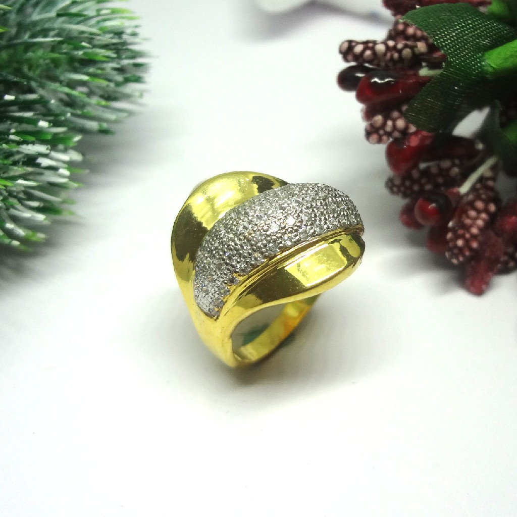 916 Gold Cz Diamond Ladies Ring