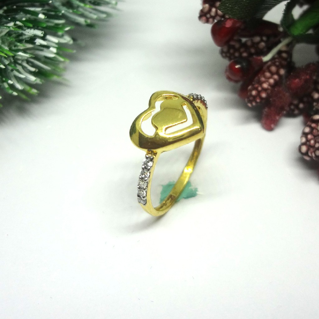 916 gold cz diamond heart shape ladies ring