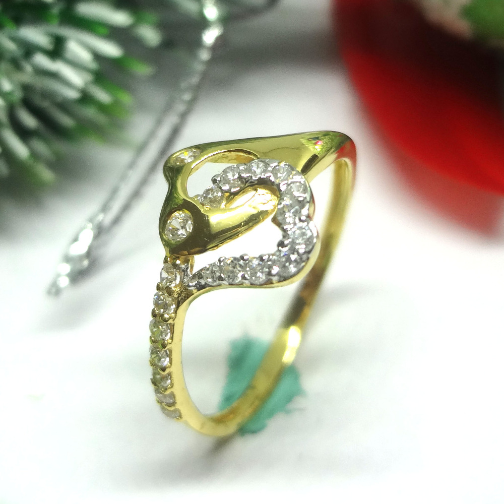 916 gold cz diamond solitaire ladies ring