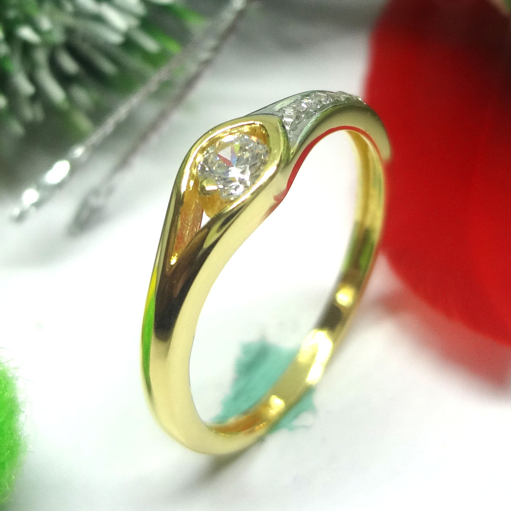 916 gold cz diamond solitaire ladies ring