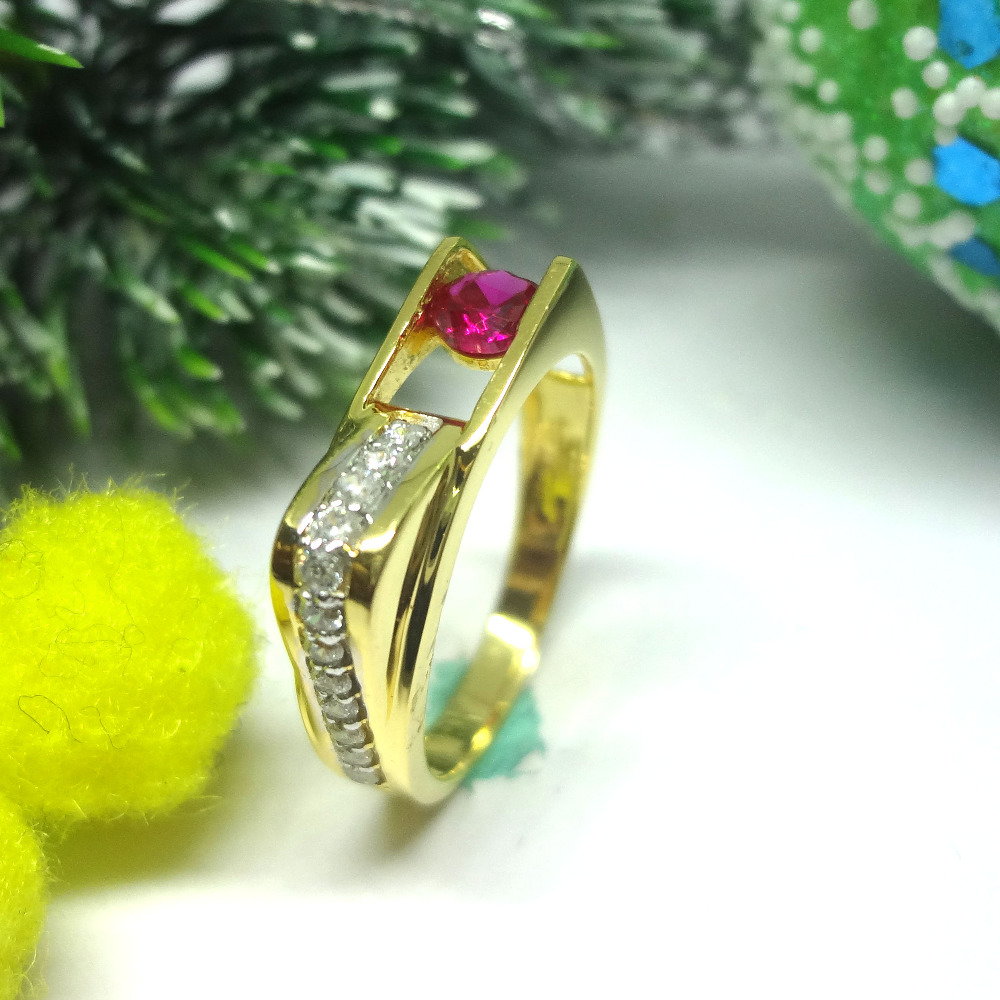 916 gold cz diamond solitaire ladies ring