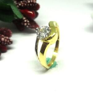 916 gold cz diamond curve shape solitaire ladies ring