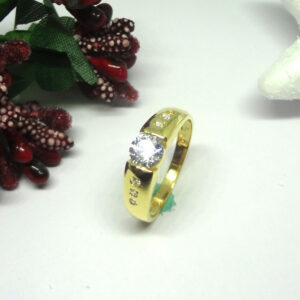 916 gold cz diamond solitare ladies ring