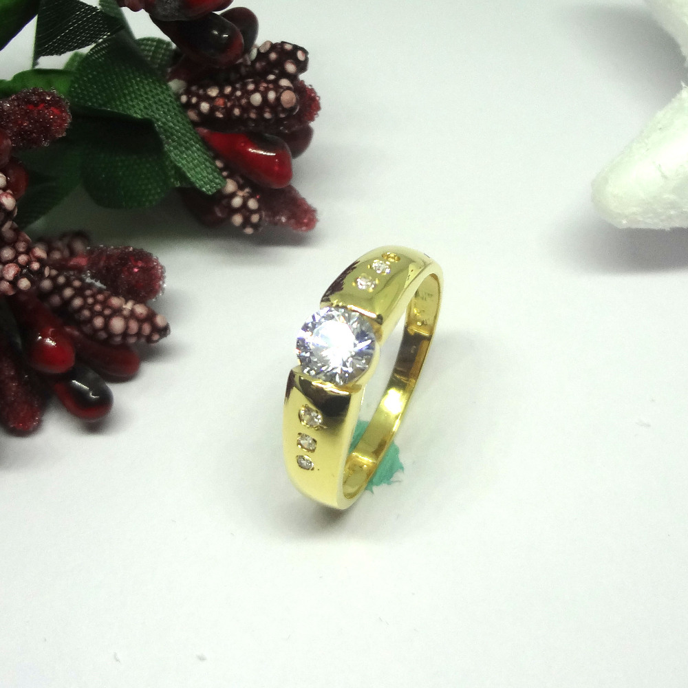 916 gold cz diamond solitare ladies ring