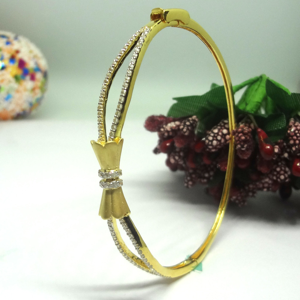 18kt gold cz diamond bracelet kada