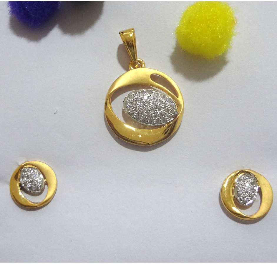 916 gold cz diamond pendant set