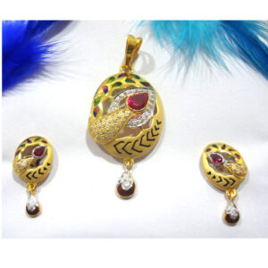 916 gold cz diamond pendant set