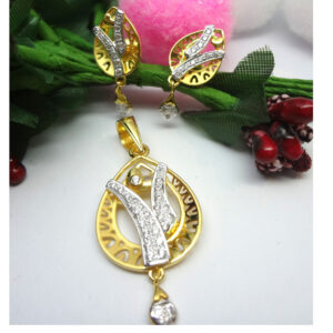 916 gold cz diamond pendant set
