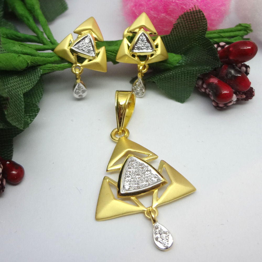 916 gold cz diamond pendant set