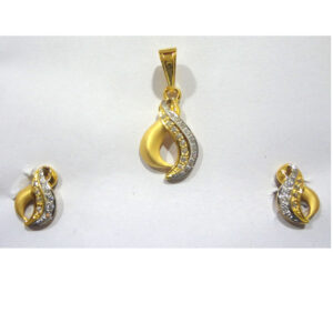 916 gold cz diamond pendant set