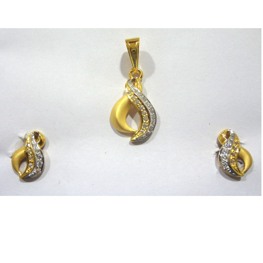 916 gold cz diamond pendant set