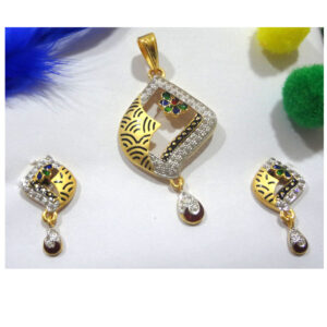 916 gold cz diamond pendant set