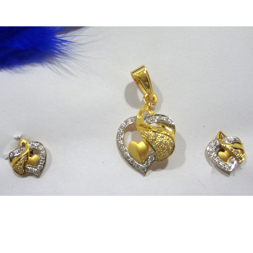 916 gold cz diamond pendant set