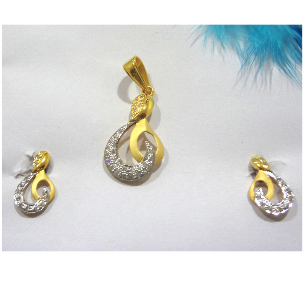 916 gold cz diamond pendant set