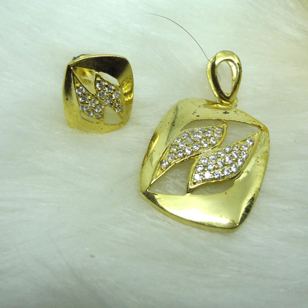 916 gold cz diamond pendant set