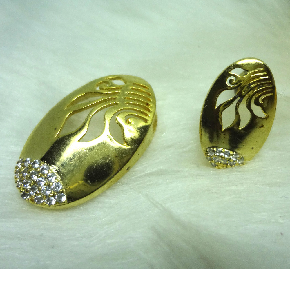 916 gold cz diamond pendant set
