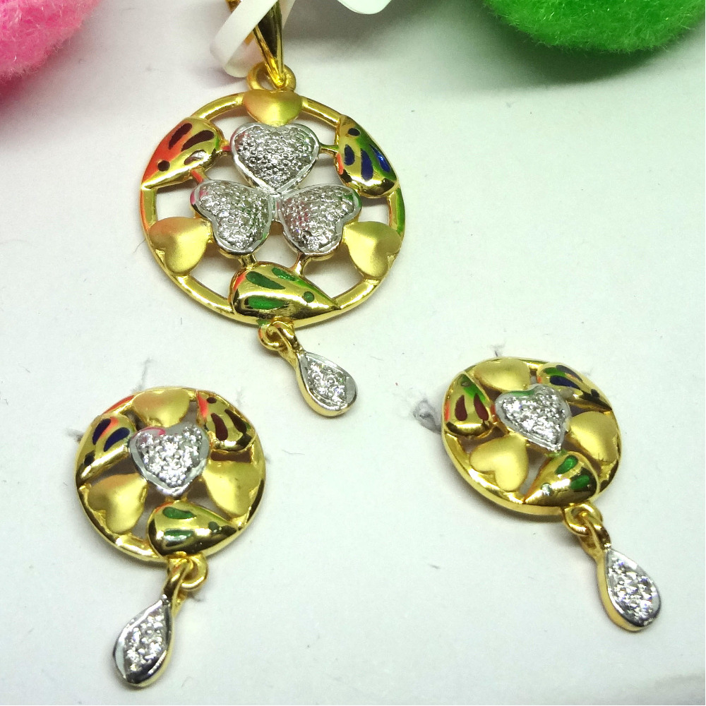 916 gold cz diamond pendant set