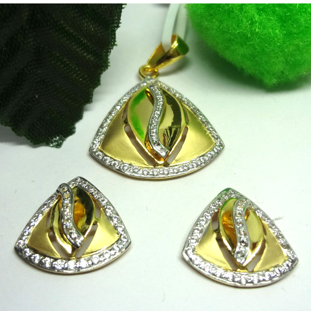 916 gold cz diamond pendant set
