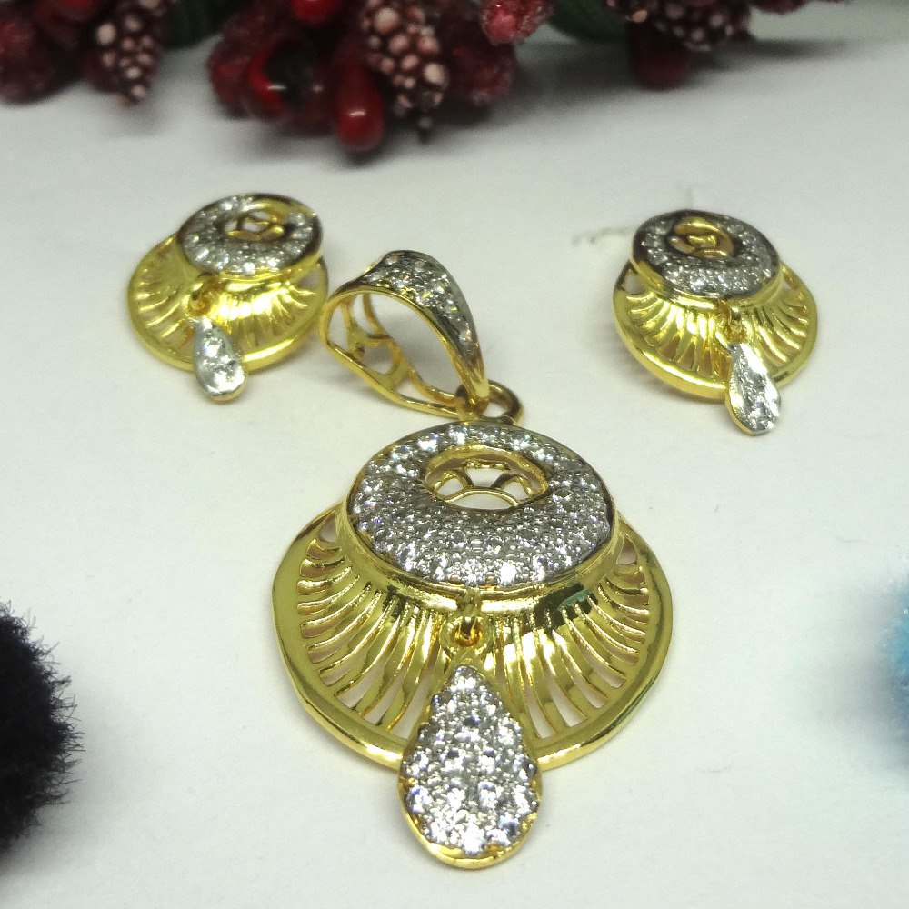 916 gold cz diamond pendant set