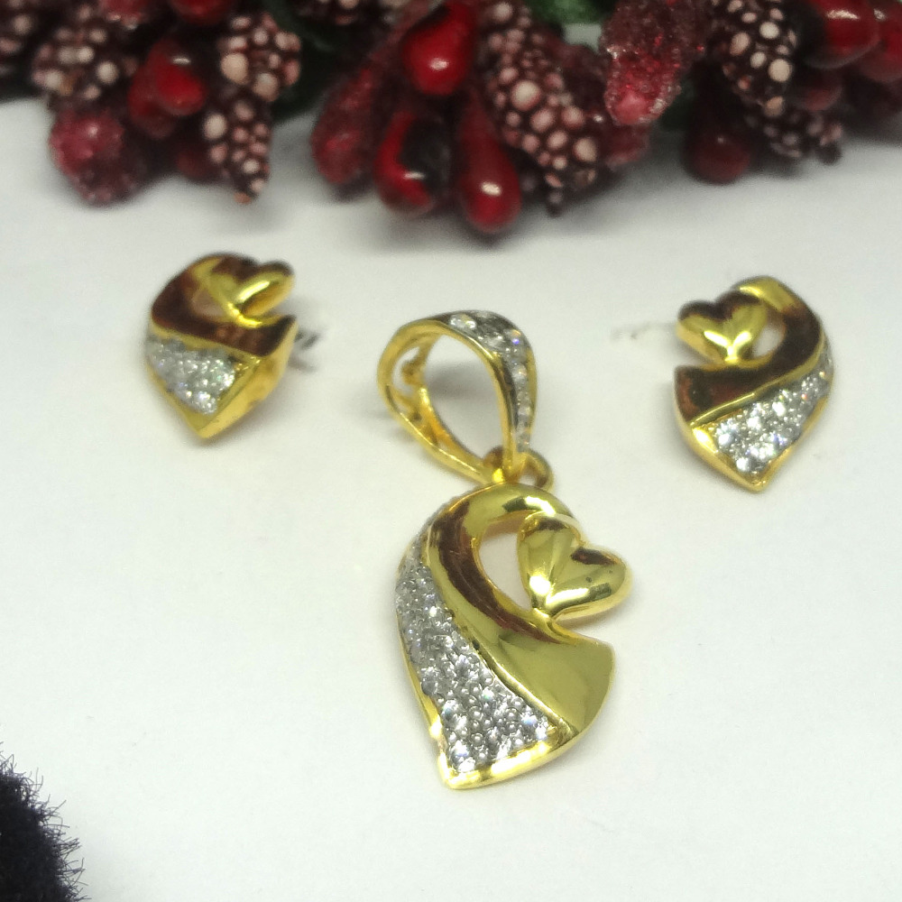 916 gold cz diamond pendant set