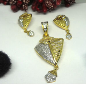 916 gold cz diamond pendant set