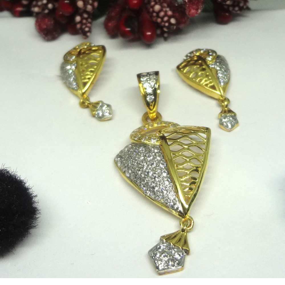 916 gold cz diamond pendant set