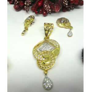 916 gold cz diamond pendant set