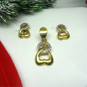 916 gold cz diamond pendant set