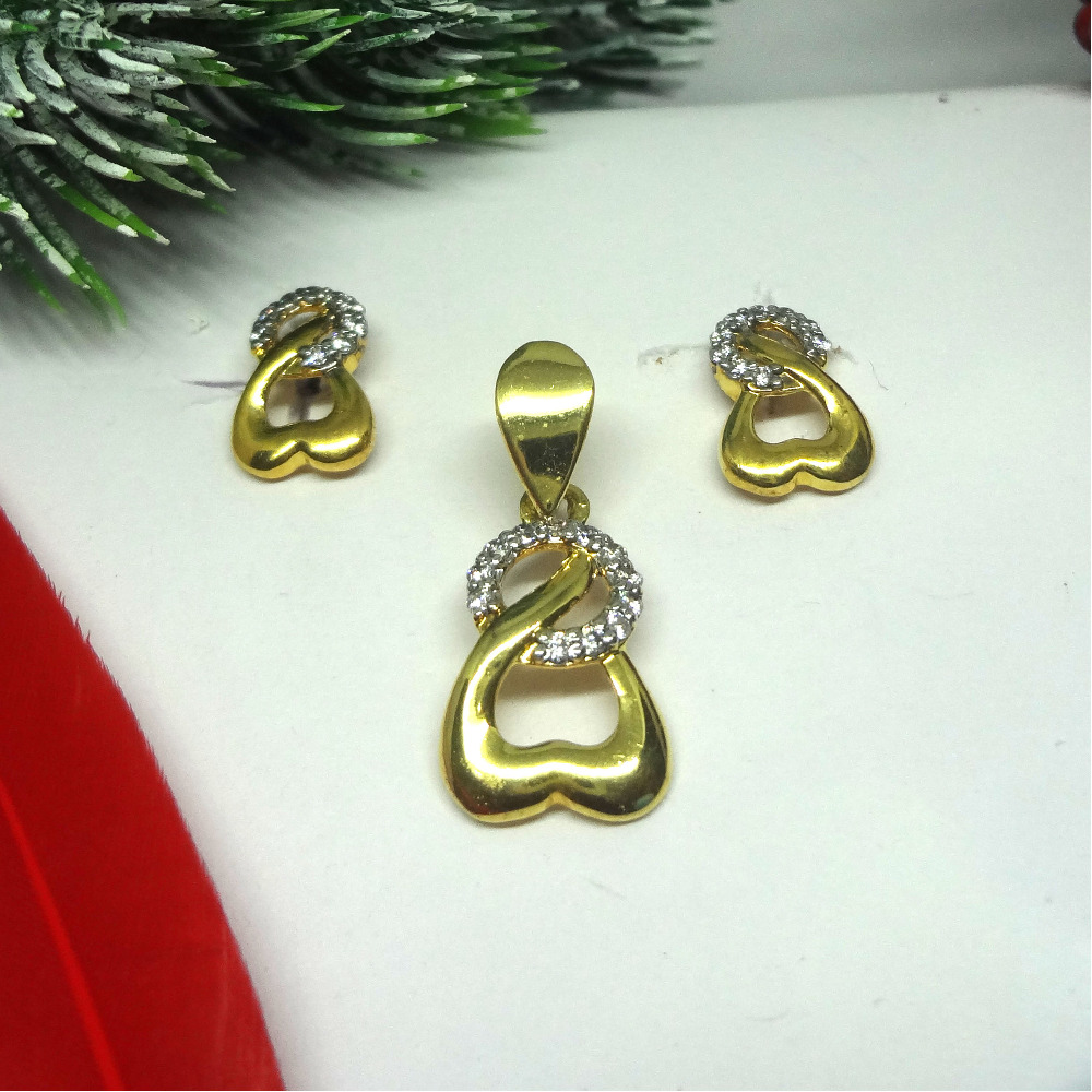 916 gold cz diamond pendant set