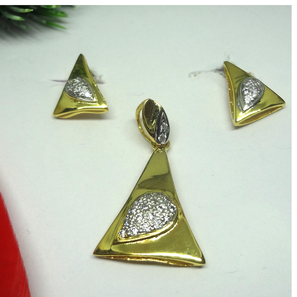916 gold cz diamond pendant set