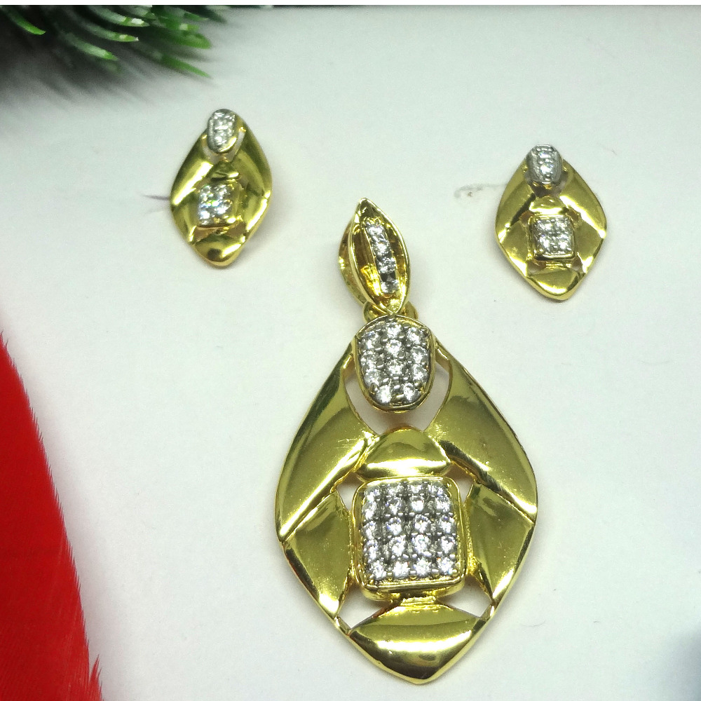 916 gold cz diamond pendant set