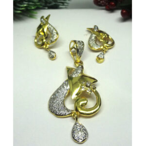916 gold cz diamond pendant set