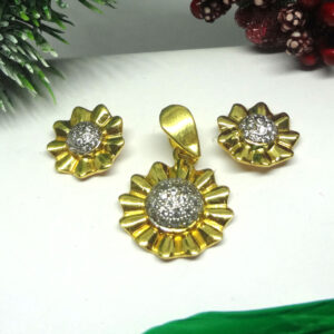 916 gold cz diamond pendant set