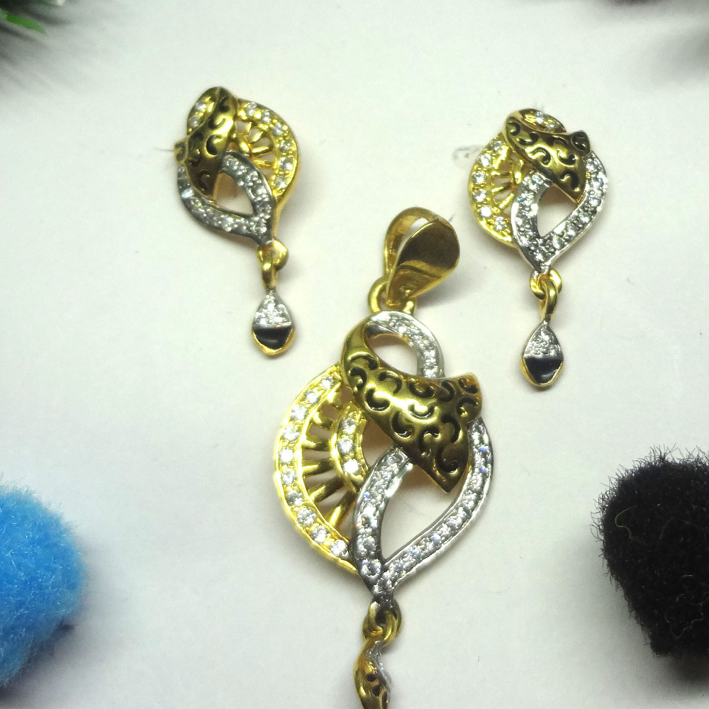 916 gold cz diamond pendant set