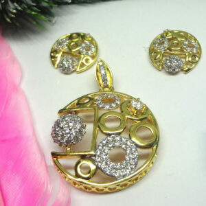 916 gold cz diamond pendant set