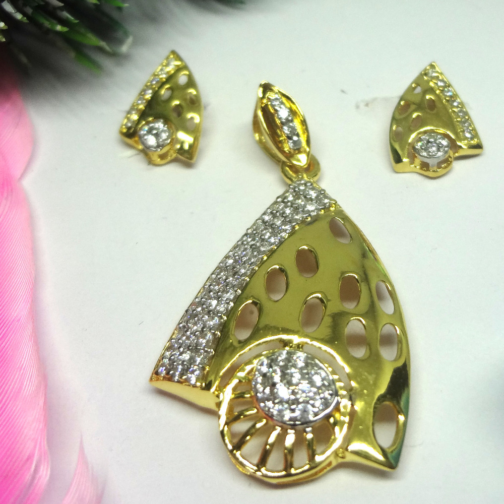 916 gold cz diamond pendant set