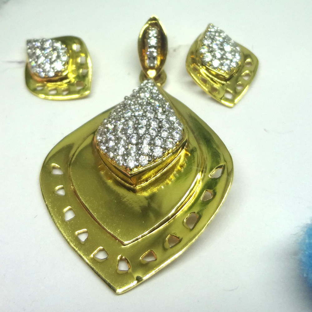 916 gold cz diamond pendant set
