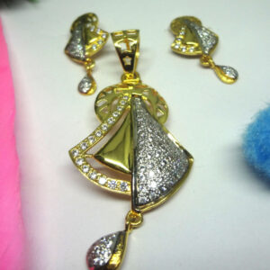 916 gold cz diamond pendant set