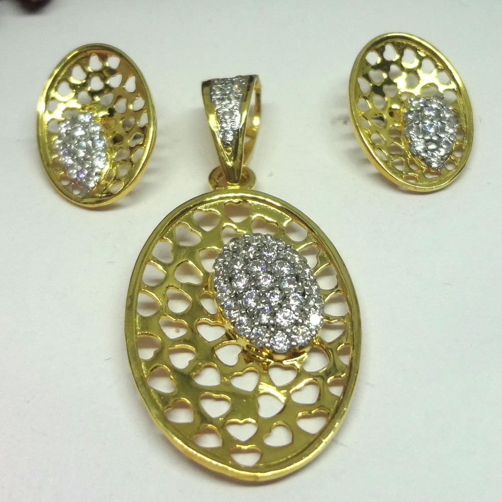 916 gold cz diamond pendant set